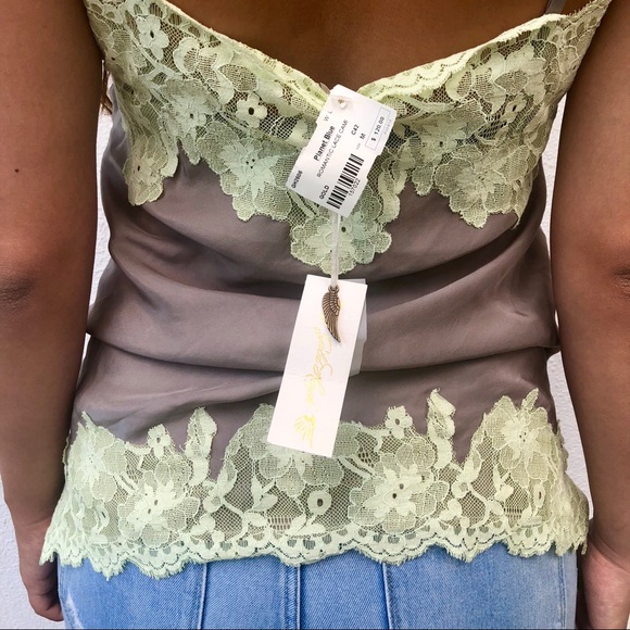 $120 Planet Blue / Gold Hawk Romantic Lace Cami - Picture 6 of 7